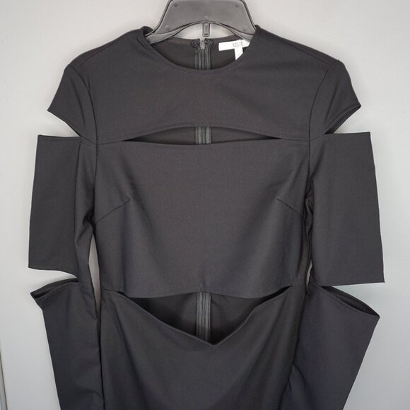 Asilio The Slasher Cutout Crew Neck Long Sleeve Midi Dress in Black size L/8 New - Picture 6 of 16